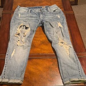 Silver Jeans Light Blue Distressed Boyfriend Jeans